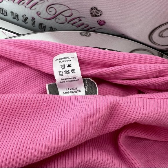 La senza button down top bubble gum pink with silver logo moose head embroidered - Picture 6 of 10